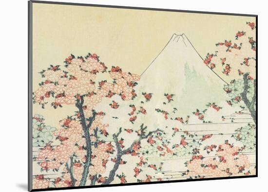 Mount Fuji seen through Cherry Blossom-Katsushika Hokusai-Mounted Art Print