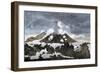 Mount Hekia Volcano with Steam Emitting from the Summit, Iceland, 1800s-null-Framed Giclee Print