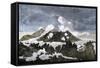 Mount Hekia Volcano with Steam Emitting from the Summit, Iceland, 1800s-null-Framed Stretched Canvas