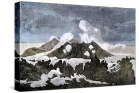 Mount Hekia Volcano with Steam Emitting from the Summit, Iceland, 1800s-null-Stretched Canvas