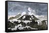 Mount Hekia Volcano with Steam Emitting from the Summit, Iceland, 1800s-null-Framed Stretched Canvas