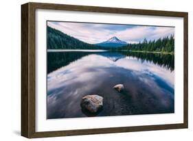 Mount Hood and Clouds in Reflection, Trillium Lake Wilderness Oregon-Vincent James-Framed Photographic Print