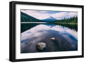 Mount Hood and Clouds in Reflection, Trillium Lake Wilderness Oregon-Vincent James-Framed Photographic Print