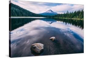 Mount Hood and Clouds in Reflection, Trillium Lake Wilderness Oregon-Vincent James-Stretched Canvas