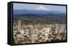 Mount Hood Looms over Downtown Portland, Oregon, USA-Chuck Haney-Framed Stretched Canvas