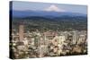 Mount Hood Looms over Downtown Portland, Oregon, USA-Chuck Haney-Stretched Canvas