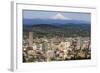 Mount Hood Looms over Downtown Portland, Oregon, USA-Chuck Haney-Framed Photographic Print