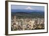 Mount Hood Looms over Downtown Portland, Oregon, USA-Chuck Haney-Framed Photographic Print