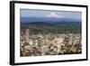 Mount Hood Looms over Downtown Portland, Oregon, USA-Chuck Haney-Framed Photographic Print