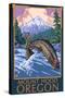 Mount Hood, Oregon - Fisherman Scene-Lantern Press-Stretched Canvas