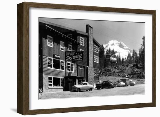 Mount Hood, Oregon - Govt. Camp Skiway Terminal to Timberline Exterior View-Lantern Press-Framed Art Print
