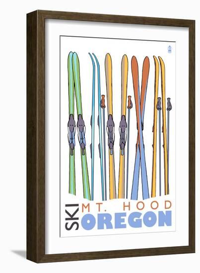 Mount Hood, Oregon, Skis in the Snow-Lantern Press-Framed Art Print