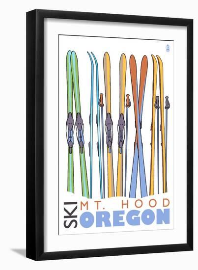 Mount Hood, Oregon, Skis in the Snow-Lantern Press-Framed Art Print