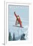 Mount Hood, Oregon, Snowboarder Jumping-Lantern Press-Framed Art Print