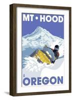 Mount Hood, Oregon, Snowmobile Scene-Lantern Press-Framed Art Print