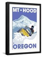 Mount Hood, Oregon, Snowmobile Scene-Lantern Press-Framed Art Print
