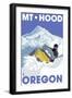 Mount Hood, Oregon, Snowmobile Scene-Lantern Press-Framed Art Print