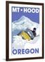 Mount Hood, Oregon, Snowmobile Scene-Lantern Press-Framed Art Print