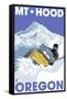 Mount Hood, Oregon, Snowmobile Scene-Lantern Press-Framed Stretched Canvas