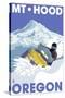 Mount Hood, Oregon, Snowmobile Scene-Lantern Press-Stretched Canvas