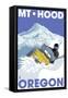 Mount Hood, Oregon, Snowmobile Scene-Lantern Press-Framed Stretched Canvas