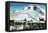 Mount Hood, Oregon - View of Timberline Lodge, Mt Hood in Winter-Lantern Press-Framed Stretched Canvas