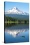 Mount Hood, part of the Cascade Range, perfectly reflected in the still waters of Trillium Lake, Or-Martin Child-Stretched Canvas