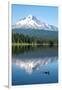 Mount Hood, part of the Cascade Range, perfectly reflected in the still waters of Trillium Lake, Or-Martin Child-Framed Premium Photographic Print