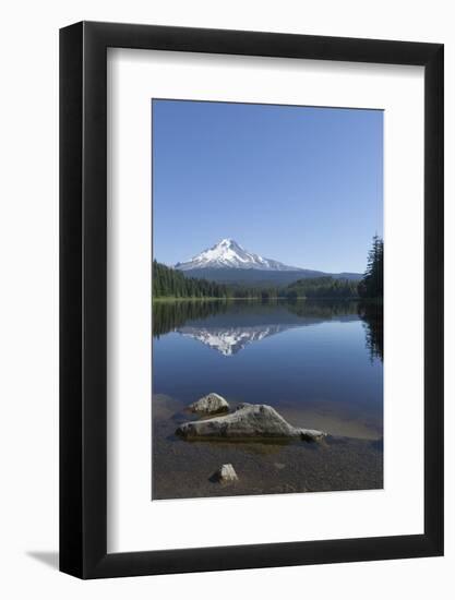 Mount Hood, part of the Cascade Range, perfectly reflected in the still waters of Trillium Lake, Or-Martin Child-Framed Photographic Print