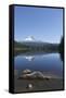 Mount Hood, part of the Cascade Range, perfectly reflected in the still waters of Trillium Lake, Or-Martin Child-Framed Stretched Canvas