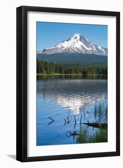 Mount Hood, part of the Cascade Range, perfectly reflected in the still waters of Trillium Lake, Or-Martin Child-Framed Photographic Print