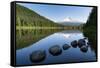 Mount Hood, part of the Cascade Range, perfectly reflected in the still waters of Trillium Lake, Or-Martin Child-Framed Stretched Canvas