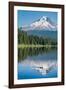 Mount Hood, part of the Cascade Range, perfectly reflected in the still waters of Trillium Lake, Or-Martin Child-Framed Photographic Print