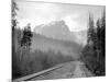 Mount Index and Great Northern Tracks at Index, 1906-Asahel Curtis-Mounted Giclee Print