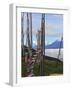 Mount Jumolhari at 7300M Seen Through Prayer Flags from Chelela Pass, Bhutan-Tom Norring-Framed Photographic Print