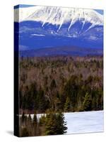 Mount Katahdin Looms in the Background Near Millinocket, Maine-Pat Wellenbach-Stretched Canvas