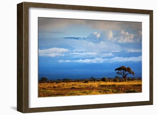 Mount Kilimanjaro Partly in Clouds, View from Savanna Landscape in Amboseli, Kenya, Africa-Michal Bednarek-Framed Photographic Print