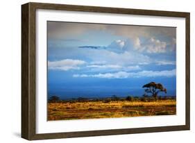 Mount Kilimanjaro Partly in Clouds, View from Savanna Landscape in Amboseli, Kenya, Africa-Michal Bednarek-Framed Photographic Print