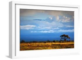 Mount Kilimanjaro Partly in Clouds, View from Savanna Landscape in Amboseli, Kenya, Africa-Michal Bednarek-Framed Photographic Print