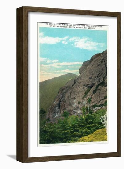 Mount Mansfield, Vermont, View of Cave of the Winds and Great Stone Face-Lantern Press-Framed Art Print