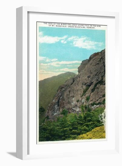 Mount Mansfield, Vermont, View of Cave of the Winds and Great Stone Face-Lantern Press-Framed Art Print