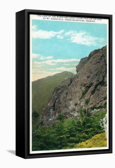 Mount Mansfield, Vermont, View of Cave of the Winds and Great Stone Face-Lantern Press-Framed Stretched Canvas