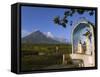 Mount Mayon and Grotto or Wayside Shrine, Bicol Province, Luzon Island, Philippines-Kober Christian-Framed Stretched Canvas
