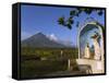 Mount Mayon and Grotto or Wayside Shrine, Bicol Province, Luzon Island, Philippines-Kober Christian-Framed Stretched Canvas