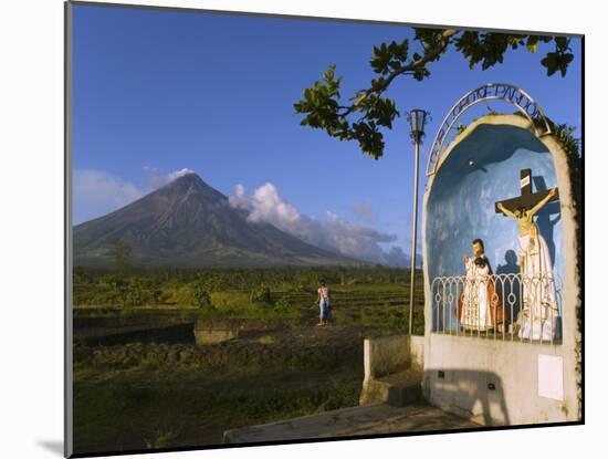 Mount Mayon and Grotto or Wayside Shrine, Bicol Province, Luzon Island, Philippines-Kober Christian-Mounted Photographic Print