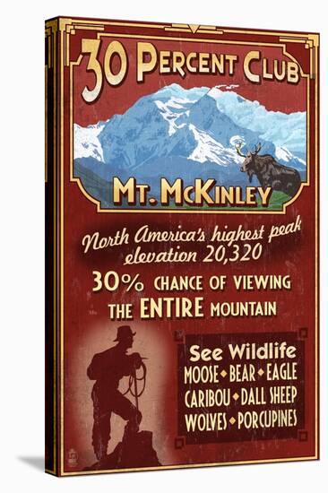 Mount McKinley, Alaska - 30% Club-Lantern Press-Stretched Canvas