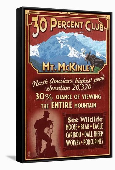 Mount McKinley, Alaska - 30% Club-Lantern Press-Framed Stretched Canvas