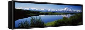 Mount McKinley and Alaska Range, Lake Reflection, Green Hills, Denali National Park, Alaska, USA-null-Framed Stretched Canvas