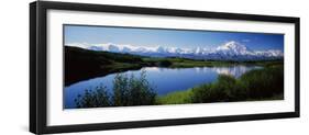 Mount McKinley and Alaska Range, Lake Reflection, Green Hills, Denali National Park, Alaska, USA-null-Framed Photographic Print