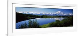 Mount McKinley and Alaska Range, Lake Reflection, Green Hills, Denali National Park, Alaska, USA-null-Framed Photographic Print